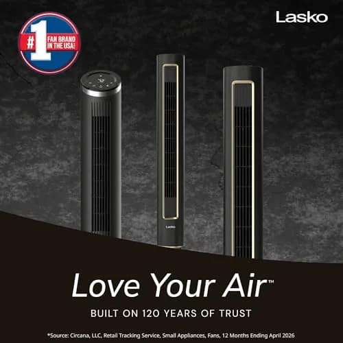 Lasko 40" Pinnacle DC Tower Fan with Remote | Whisper-Quiet 24 dBA, 12 Speeds, Night Mode thumbnail 2