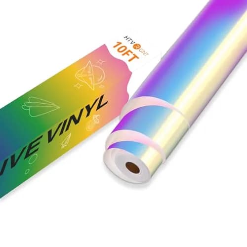 HTVRONT Holographic White Permanent Vinyl Roll 30cm x 3.05m (12" x 10FT) | Waterproof & Fade-Resistant for Crafts — White Holographic