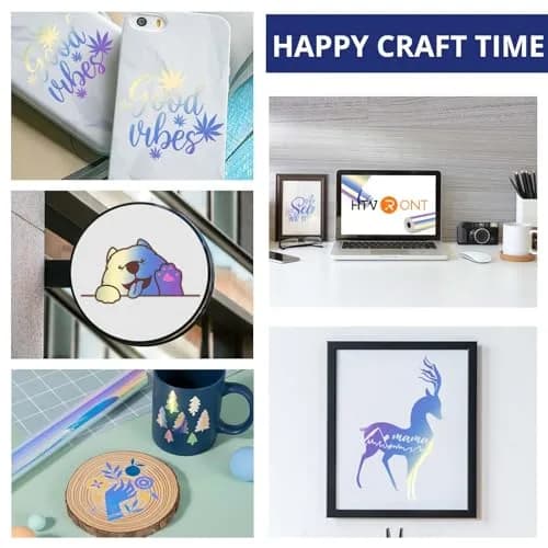HTVRONT Holographic White Permanent Vinyl Roll 30cm x 3.05m (12" x 10FT) | Waterproof & Fade-Resistant for Crafts thumbnail 5