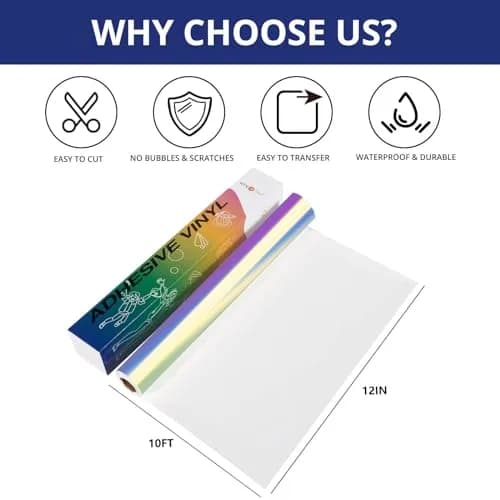 HTVRONT Holographic White Permanent Vinyl Roll 30cm x 3.05m (12" x 10FT) | Waterproof & Fade-Resistant for Crafts thumbnail 2