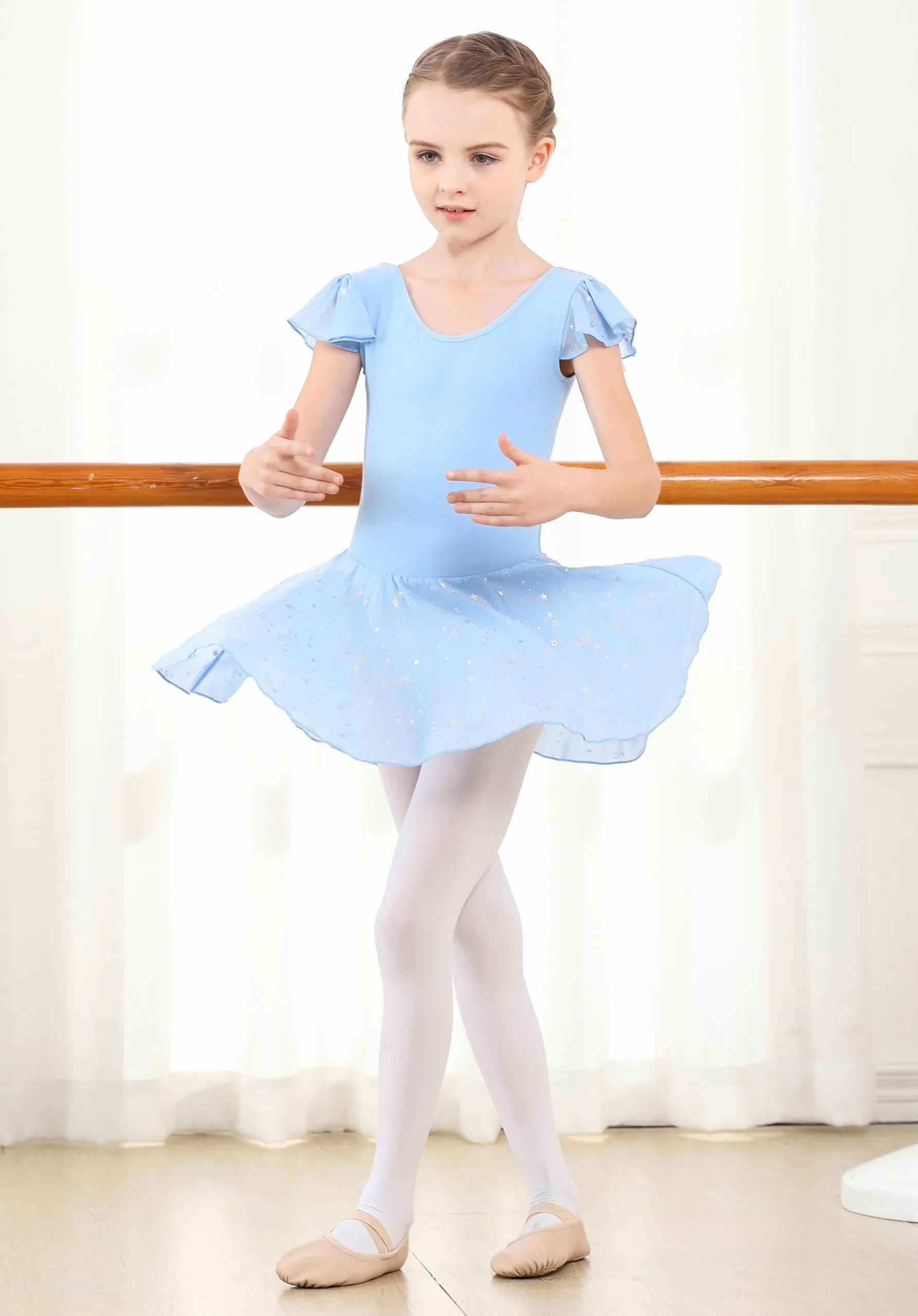 DIPUG Ballet Leotards for Girls Toddler Dance Leotard Shiny Skirts Blue thumbnail 5
