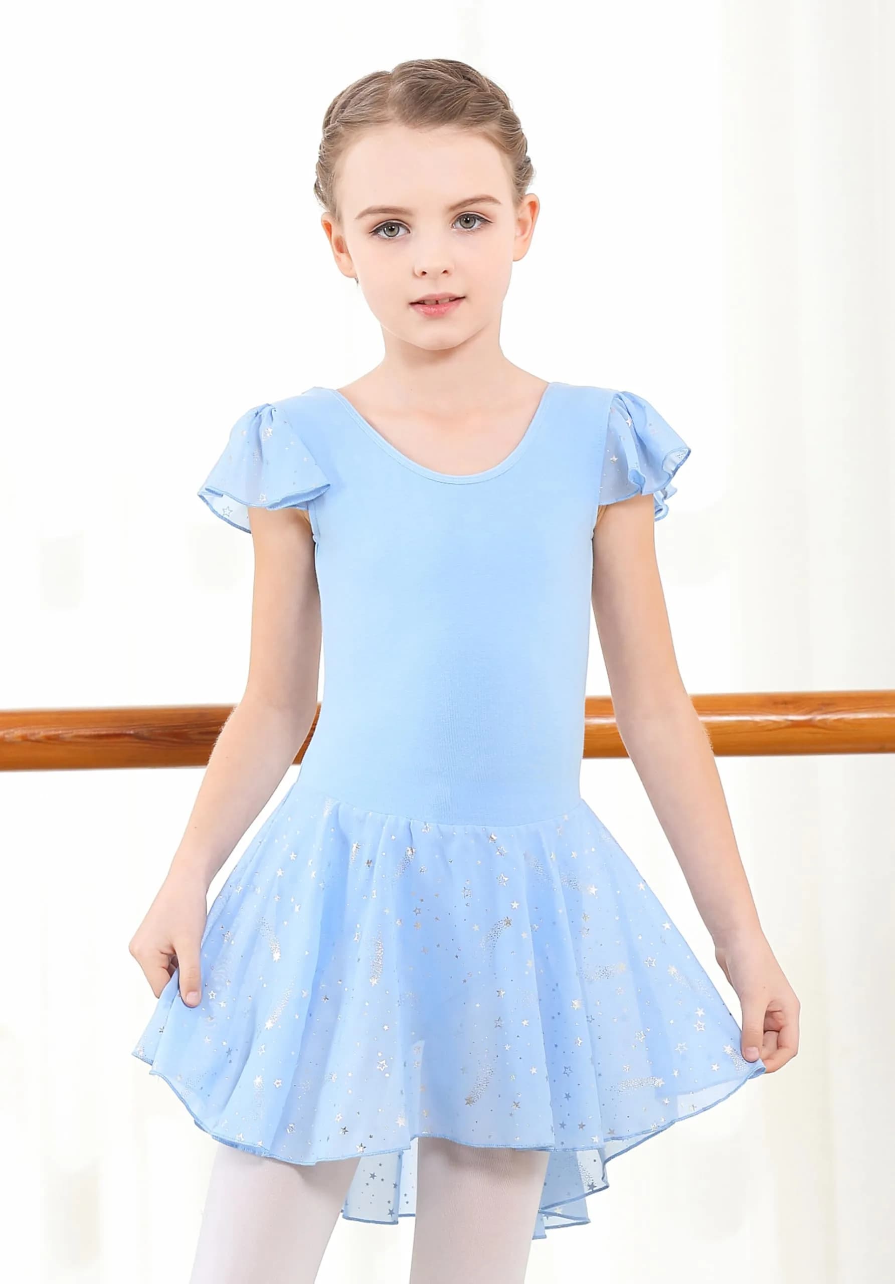 DIPUG Ballet Leotards for Girls Toddler Dance Leotard Shiny Skirts Blue thumbnail 2
