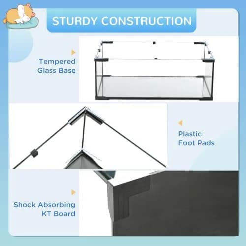 PawHut Large Hamster Cage Deep Tempered Glass Bottom 30"x19"x21.5" Black | Multi-Level Habitat for Syrian & Dwarf Hamsters thumbnail 5