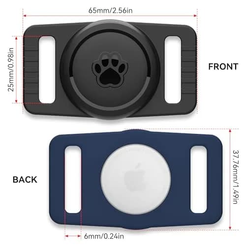 GOCII Airtag Dog Collar Holder 2 Pack, Waterproof Silicone AirTag Case for Apple AirTag (Gen 1 & 2) - Navy & Black thumbnail 3