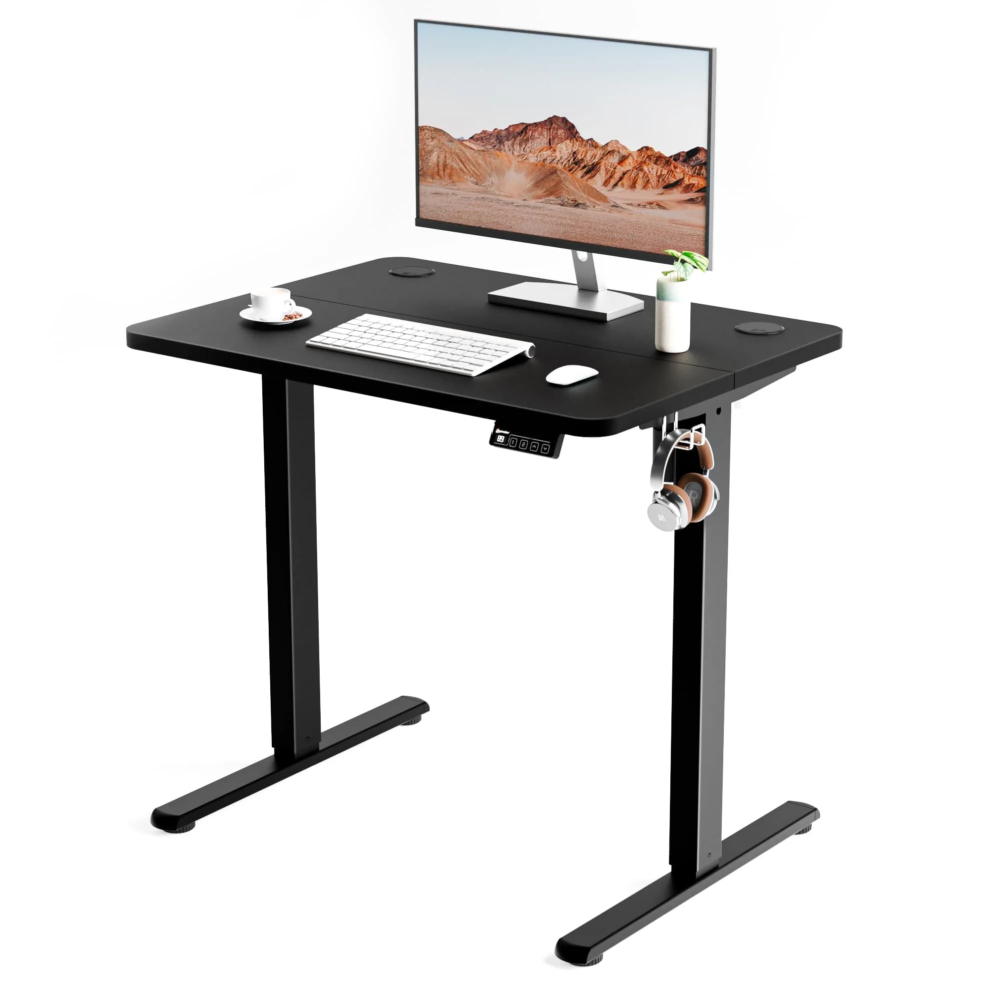 ERGOMAKER Small Standing Desk 32"x24" Height Adjustable Sit-Stand Office Black | Ergonomic & Durable — Black Frame-black