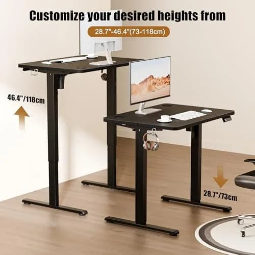 ERGOMAKER Small Standing Desk 32"x24" Height Adjustable Sit-Stand Office Black | Ergonomic & Durable thumbnail 3