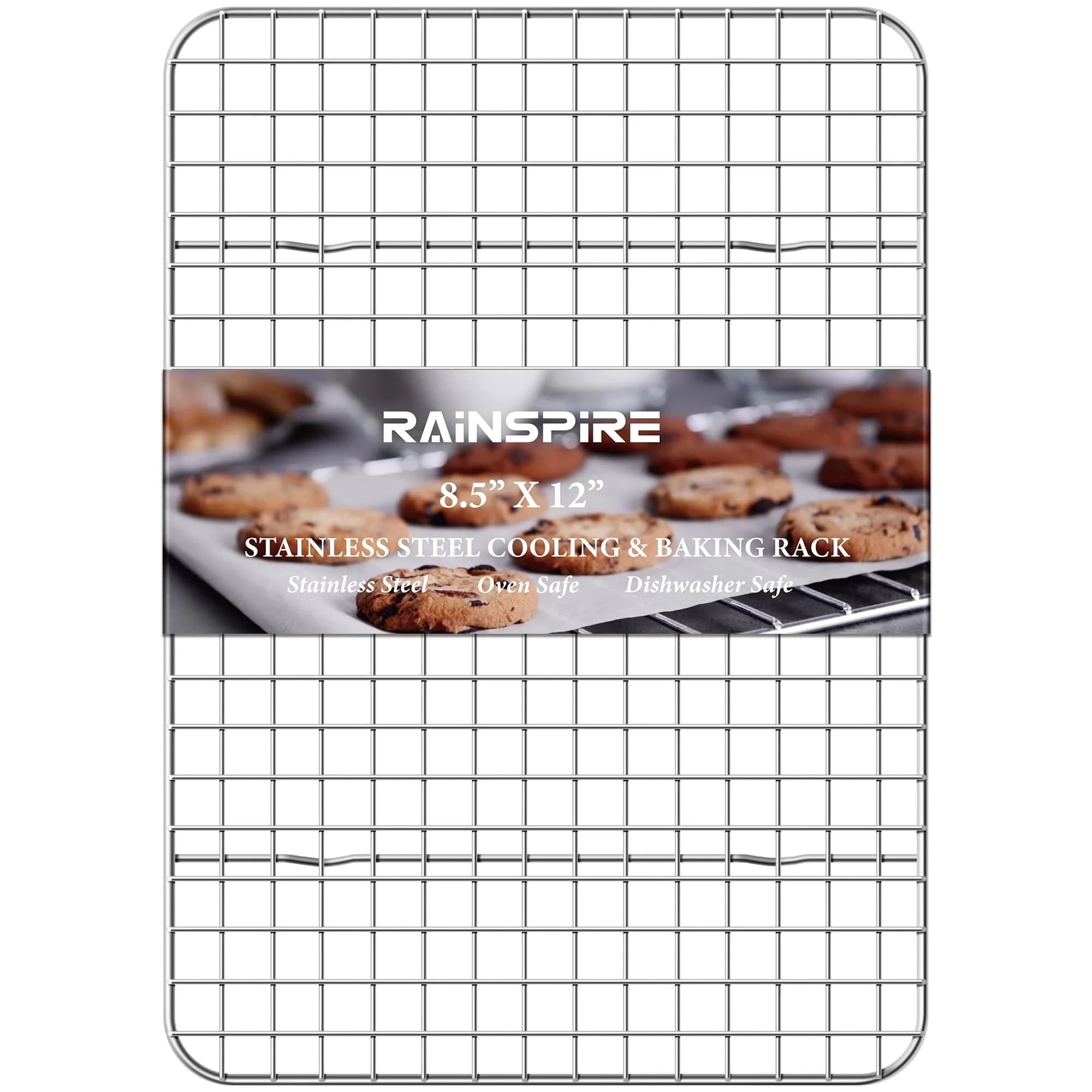 Rainspire 304 Stainless Steel Cooling Rack 21.8cm x 30.2cm (8.5"x12") | Oven-Safe, Dishwasher-Safe, Rust-Resistant — 8.5"x12"