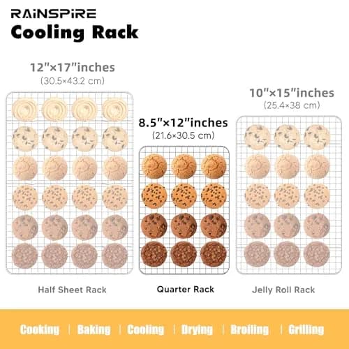 Rainspire 304 Stainless Steel Cooling Rack 21.8cm x 30.2cm (8.5"x12") | Oven-Safe, Dishwasher-Safe, Rust-Resistant thumbnail 2