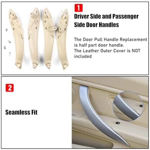 Jaronx Interior Door Pull Handle Replacement for BMW 3 Series 2012-2019 (4-Piece Set, Beige) thumbnail 5