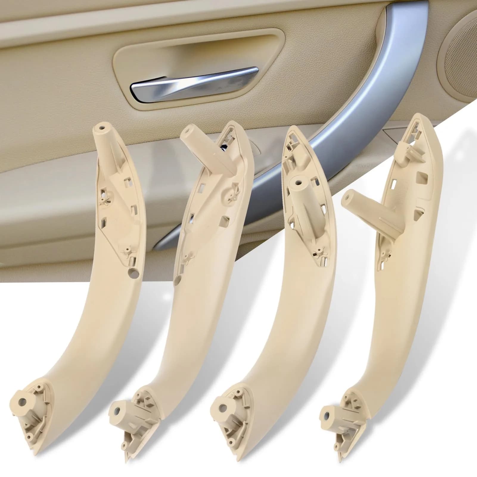 Jaronx Interior Door Pull Handle Replacement for BMW 3 Series 2012-2019 (4-Piece Set, Beige) - main product image