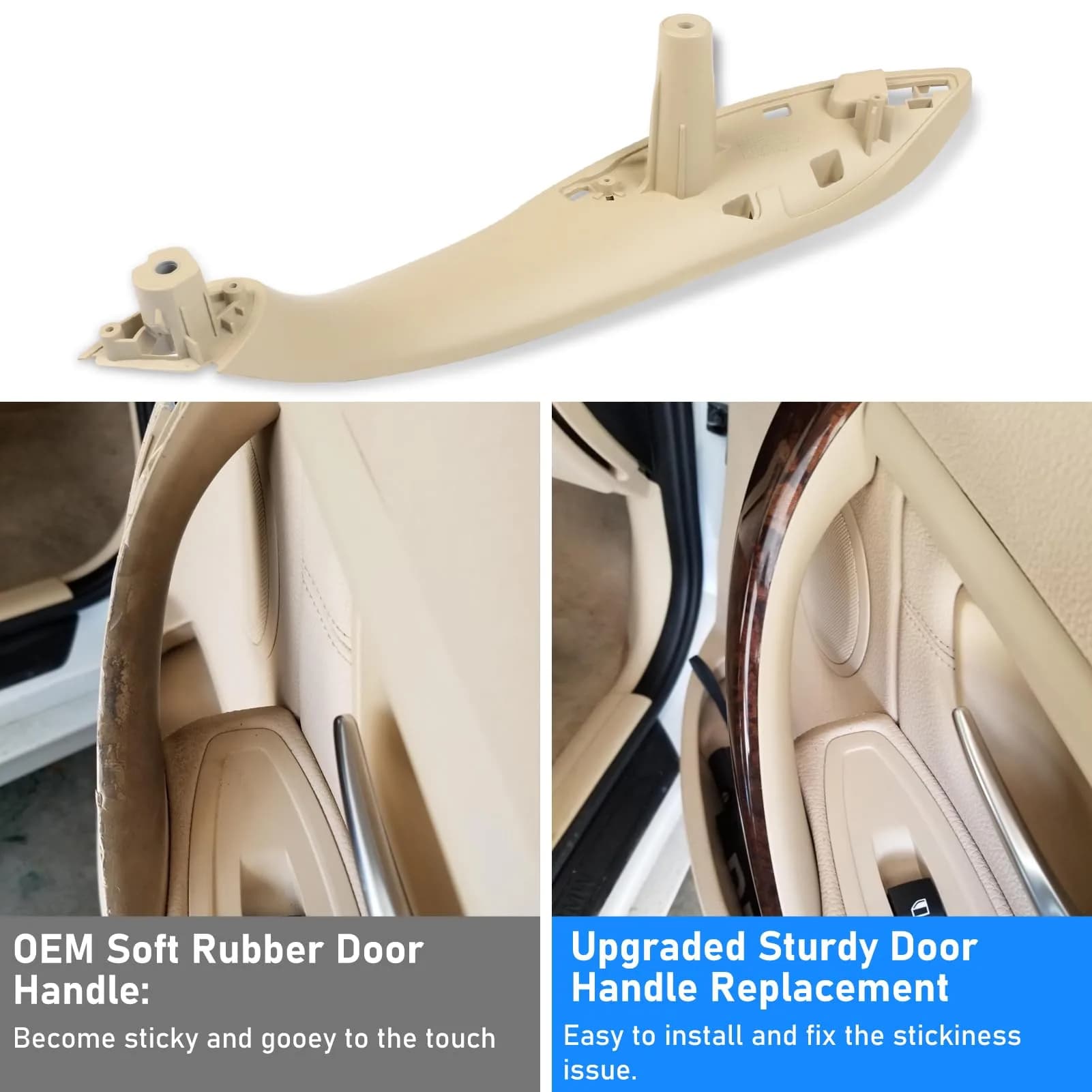 Jaronx Interior Door Pull Handle Replacement for BMW 3 Series 2012-2019 (4-Piece Set, Beige) - view 2