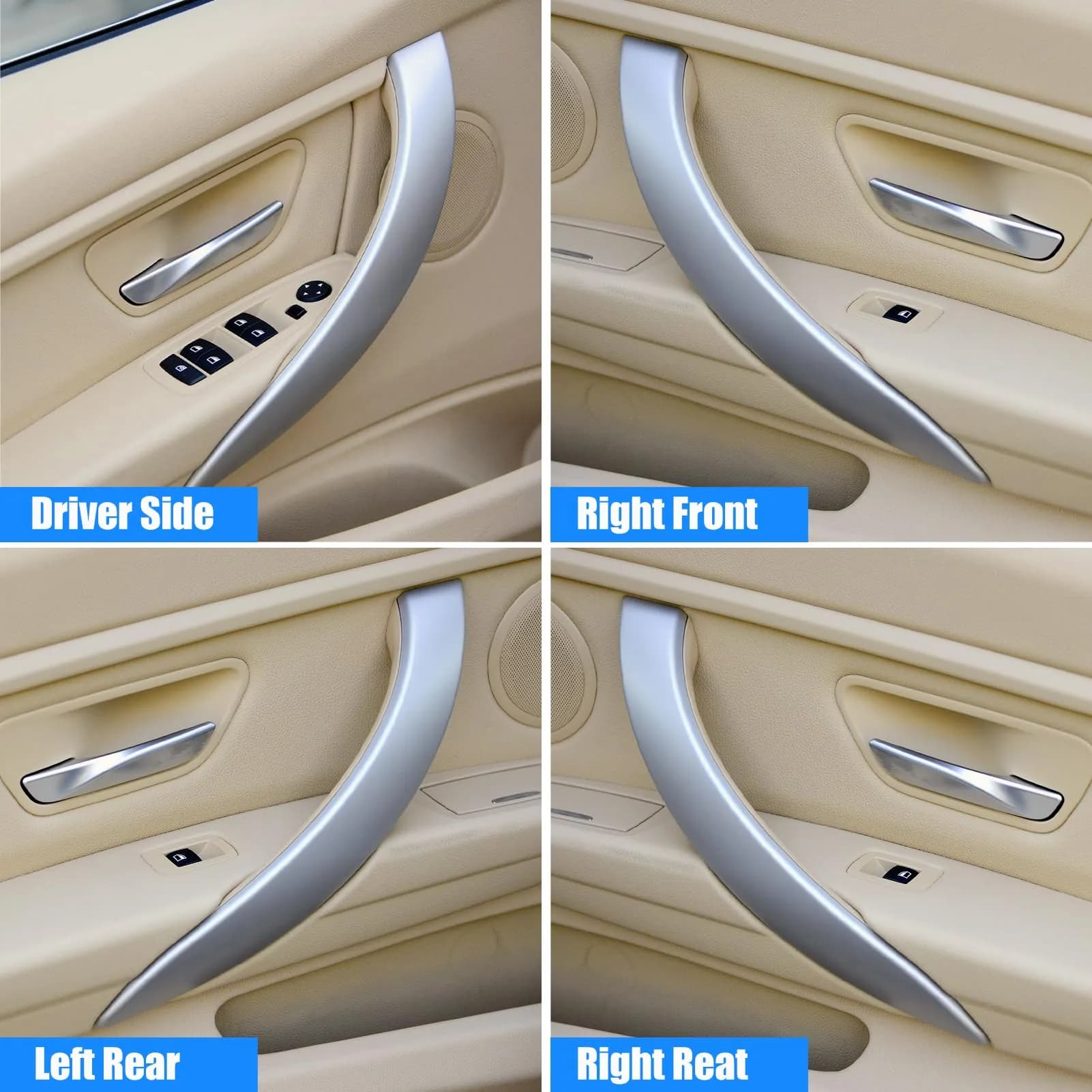 Jaronx Interior Door Pull Handle Replacement for BMW 3 Series 2012-2019 (4-Piece Set, Beige) - view 3