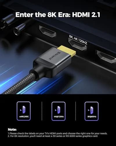 Silkland HDMI 2.1 Cable 10FT | 48Gbps HDR, Ultra High Speed, 8K/10K Support thumbnail 3