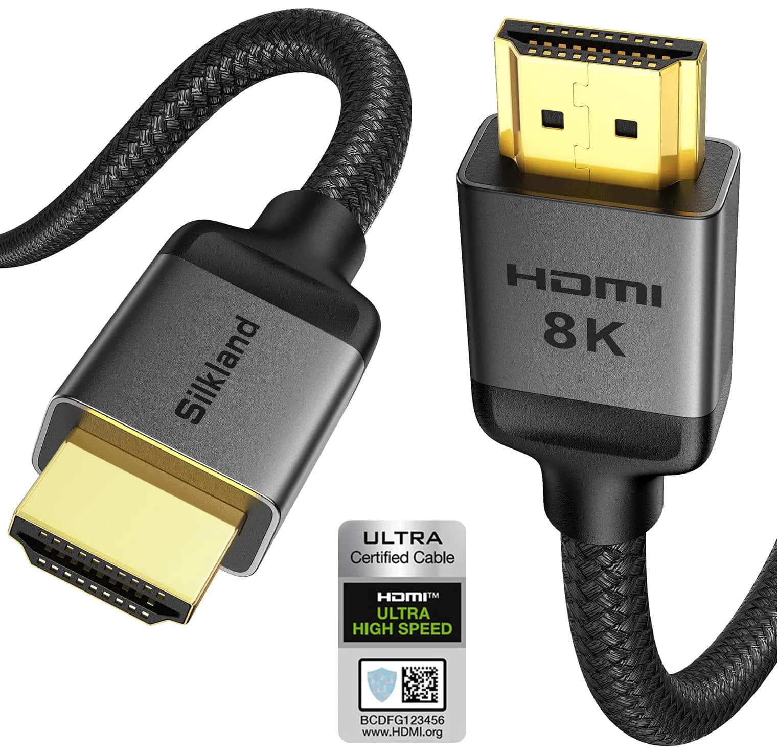 Silkland HDMI 2.1 Cable 1.5FT | 48Gbps 8K/10K Support, Braided Durability, Gaming & Home Theater