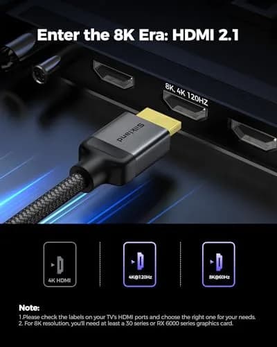 Silkland HDMI 2.1 Cable 1.5FT | 48Gbps 8K/10K Support, Braided Durability, Gaming & Home Theater thumbnail 3