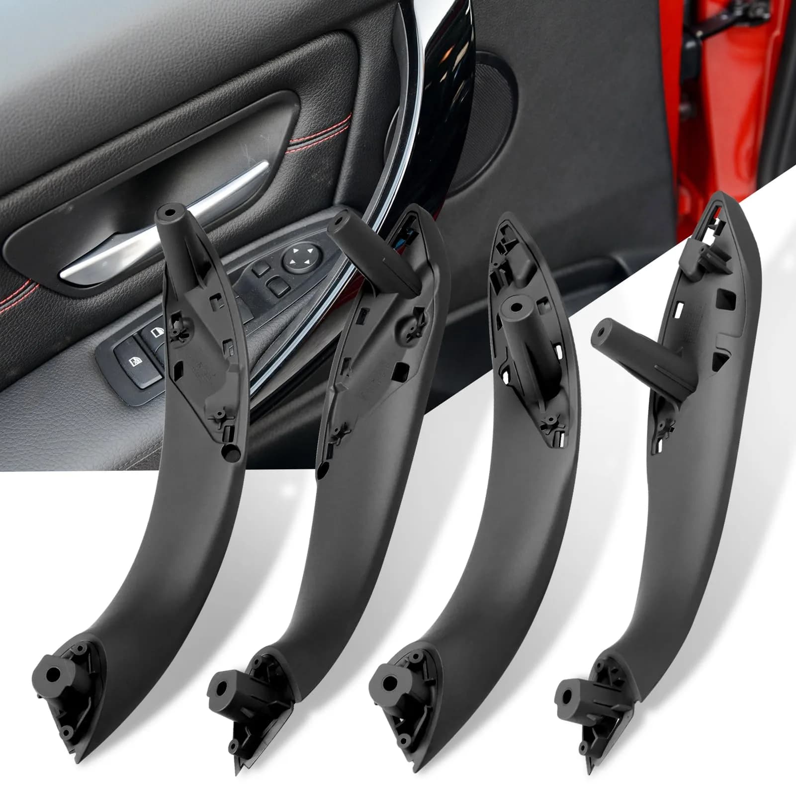 Jaronx Black Interior Door Handle Set for BMW 3 Series F30 (4 Pieces) - main product image