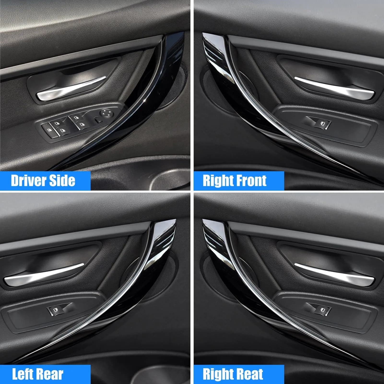 Jaronx Black Interior Door Handle Set for BMW 3 Series F30 (4 Pieces) - view 2