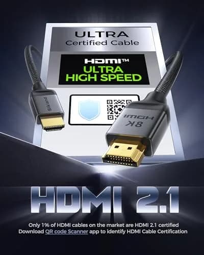 Silkland HDMI 2.1 eARC/ARC Cable 3.3FT | Ultra High Speed 48Gbps, Certified, Braided thumbnail 5