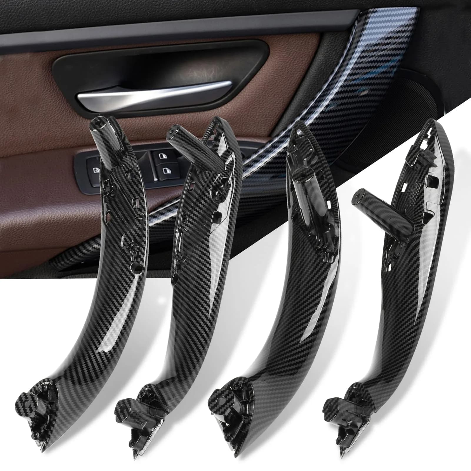 Jaronx Carbon Fiber 4-Piece Door Handle Replacement Set for BMW 3 Series F30/F31/F80 M3 - main product image