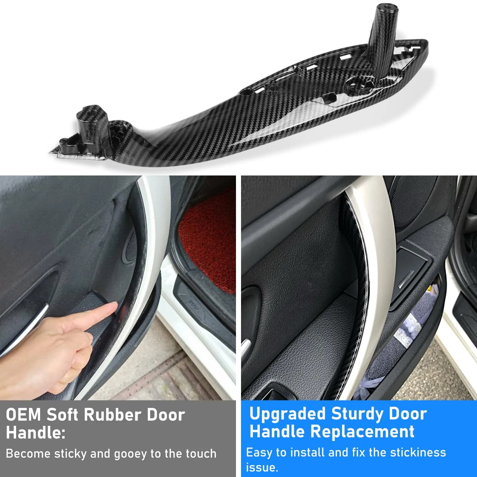 Jaronx Carbon Fiber 4-Piece Door Handle Replacement Set for BMW 3 Series F30/F31/F80 M3 - view 2