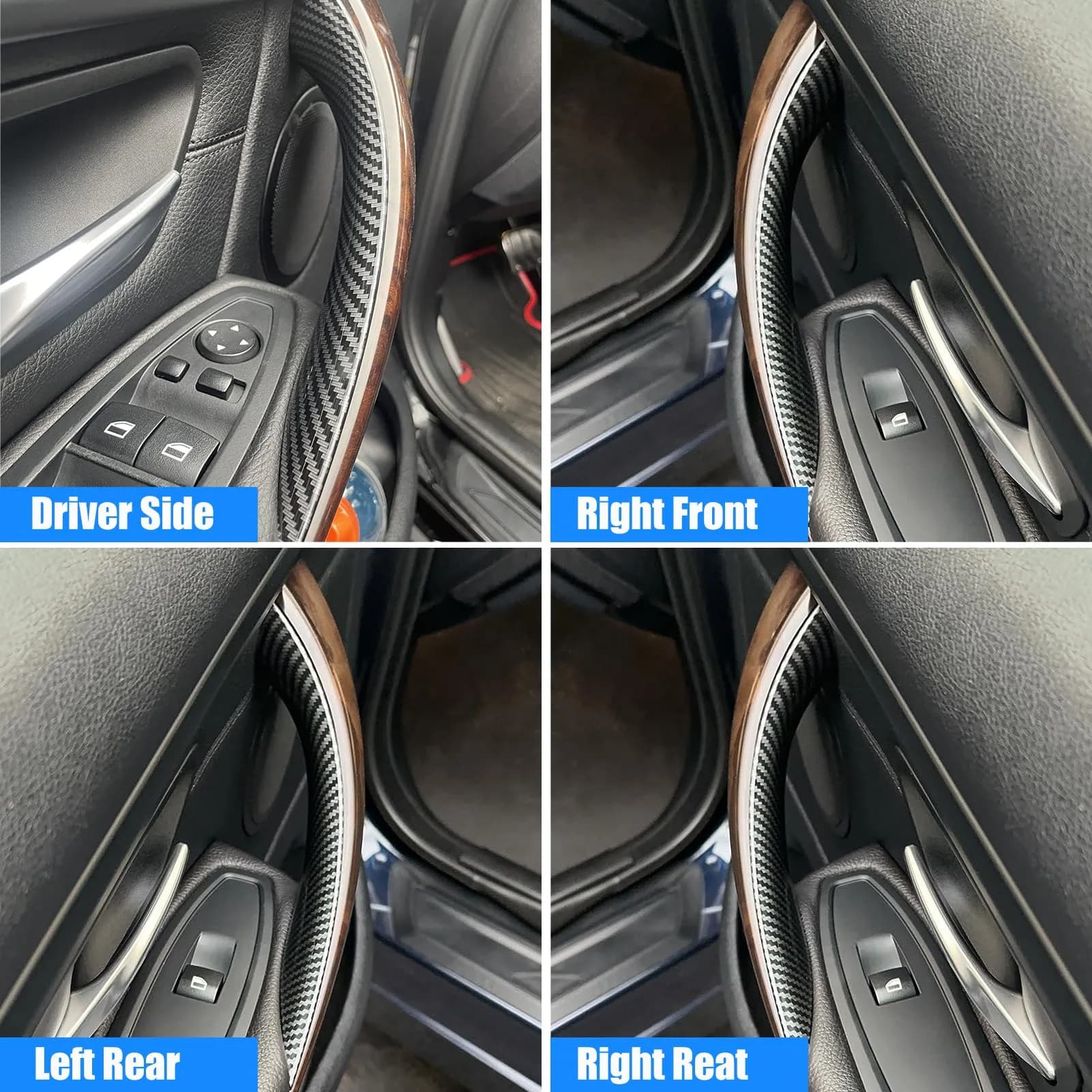 Jaronx Carbon Fiber 4-Piece Door Handle Replacement Set for BMW 3 Series F30/F31/F80 M3 - view 3