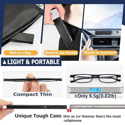 TOVEEN Compact Folding Reading Glasses +1.0 | Ultra Slim Blue Light Blockers for Screen Fatigue thumbnail 4