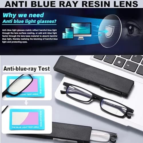 TOVEEN Compact Folding Reading Glasses +1.0 | Ultra Slim Blue Light Blockers for Screen Fatigue thumbnail 3