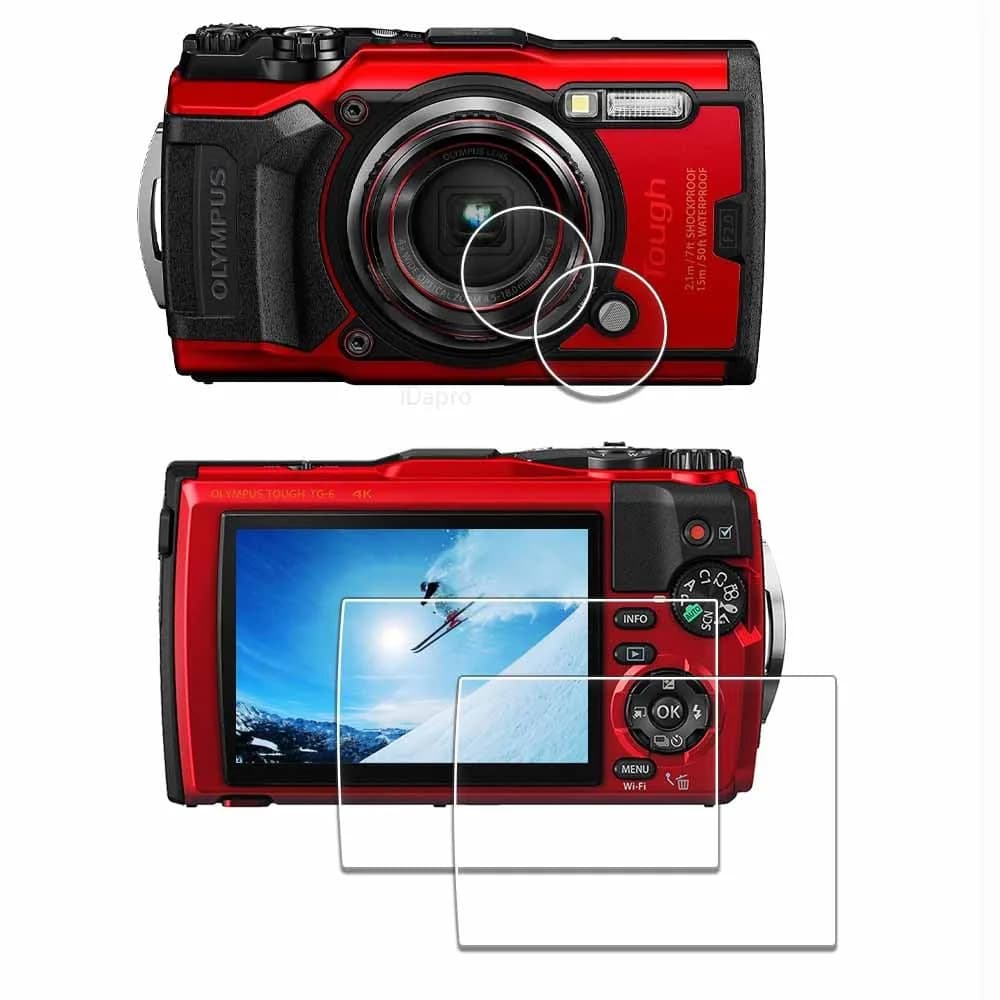 iDaPro Screen Protector + Lens Protector for Olympus TG-7/TG-6/TG-5 | 9H Hardness, HD Clarity, Easy Install