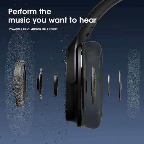 DOQAUS LIFE 5 Over-Ear Bluetooth Headphones with App Control & 9 EQ Modes | 70-Hour Battery, Black thumbnail 5