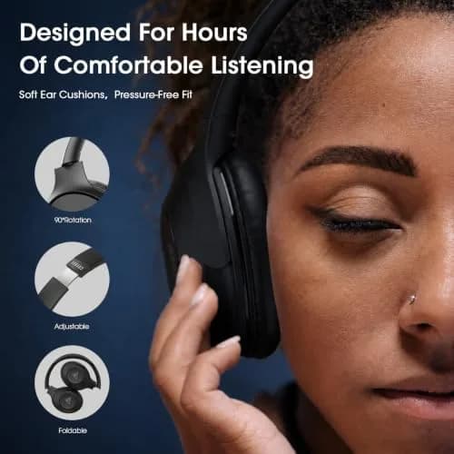 DOQAUS LIFE 5 Over-Ear Bluetooth Headphones with App Control & 9 EQ Modes | 70-Hour Battery, Black thumbnail 3