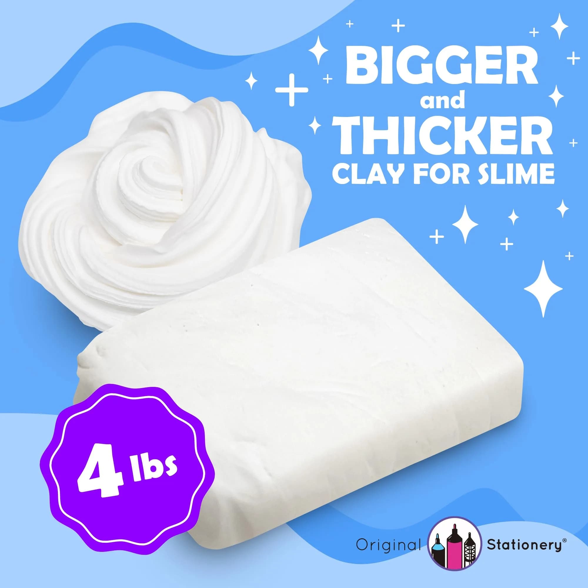 Original Stationery White Soft Clay Modeling Compound 1.8 kg (4 lb) | Air Dry Cloud Dough & Butter Slime Clay for DIY Slime Kit, Arts & Crafts, Ages 7+ - view 2