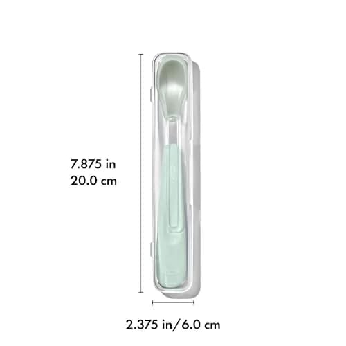 OXO Tot On-The-Go Feeding Spoon - Opal | Soft Silicone Baby Utensil with Travel Case thumbnail 8