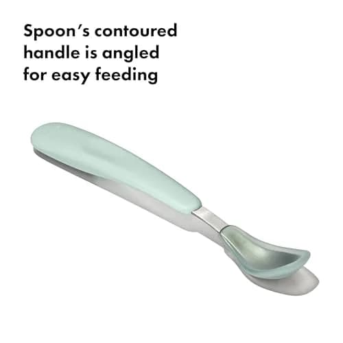 OXO Tot On-The-Go Feeding Spoon - Opal | Soft Silicone Baby Utensil with Travel Case thumbnail 3