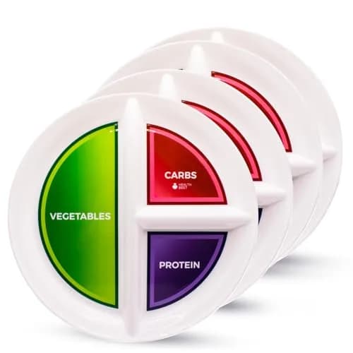 Health Beet 10” Diabetic Portion Control Plate 4 Pack | Balanced Eating Sections for Veggies Carbs Protein thumbnail 1