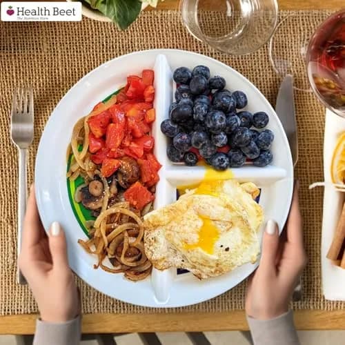 Health Beet 10” Diabetic Portion Control Plate 4 Pack | Balanced Eating Sections for Veggies Carbs Protein thumbnail 9