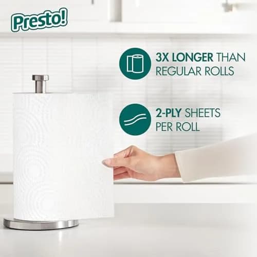 Presto! 2-Ply Paper Towels, Strong & Absorbent, Flex-a-Size, 768 Sheets | 6 Rolls (3 Packs of 2), White thumbnail 2
