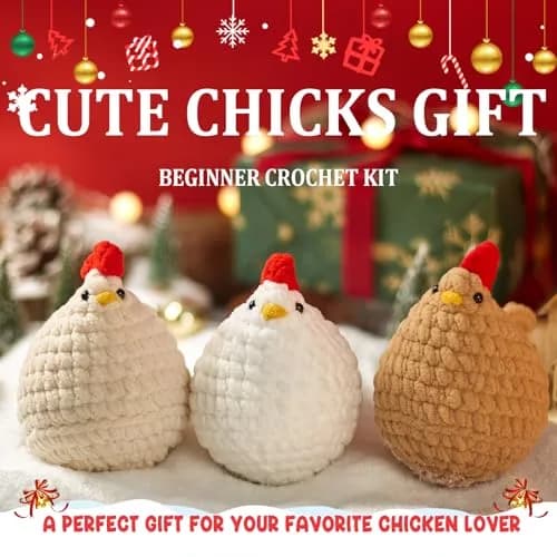 MAGIMUSE Crochet Kit for Beginners, 3 Pcs Chicken Crochet Craft Kit | Step-by-Step Video & Extra Yarn thumbnail 6