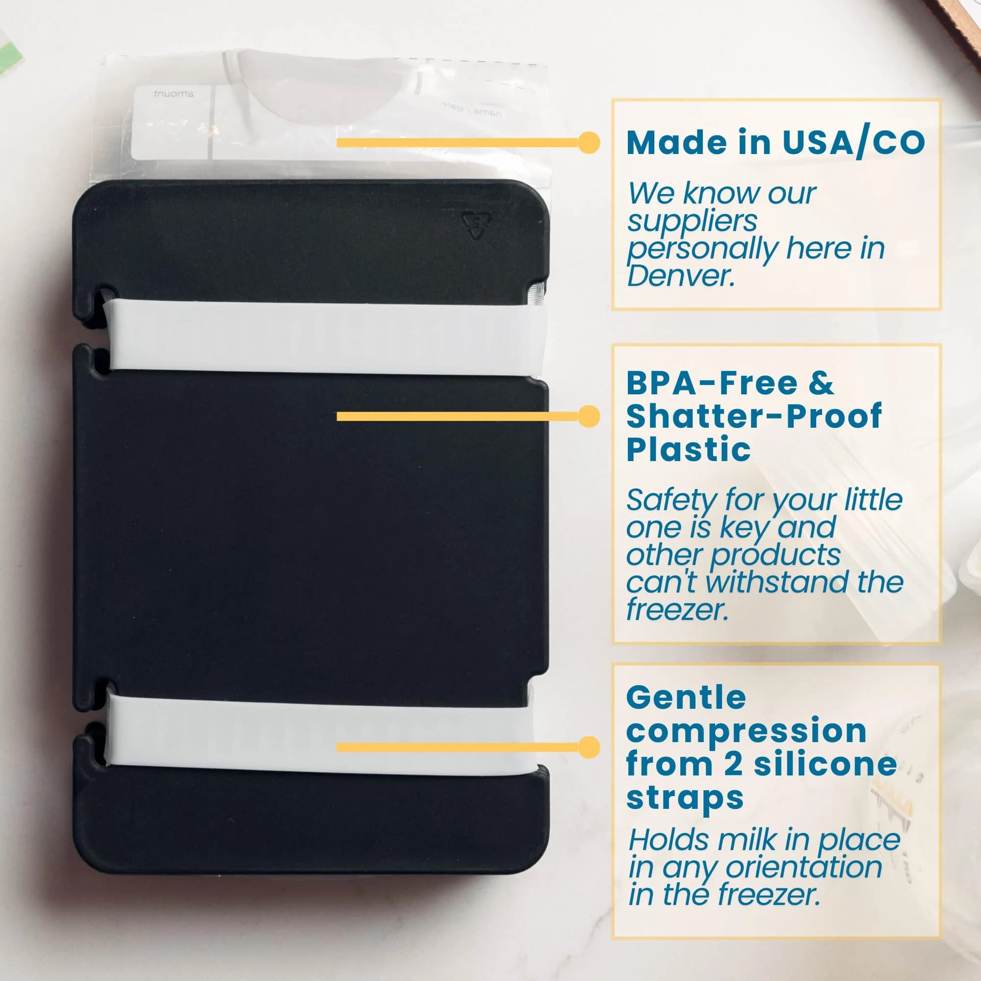 MilkWorx Freeze It Flat Breastmilk Freezer Organizer Black | Patented Flattener Doubles Freezer Storage - view 5