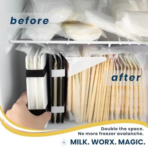 MilkWorx Freeze It Flat Breastmilk Freezer Organizer Black | Patented Flattener Doubles Freezer Storage thumbnail 2