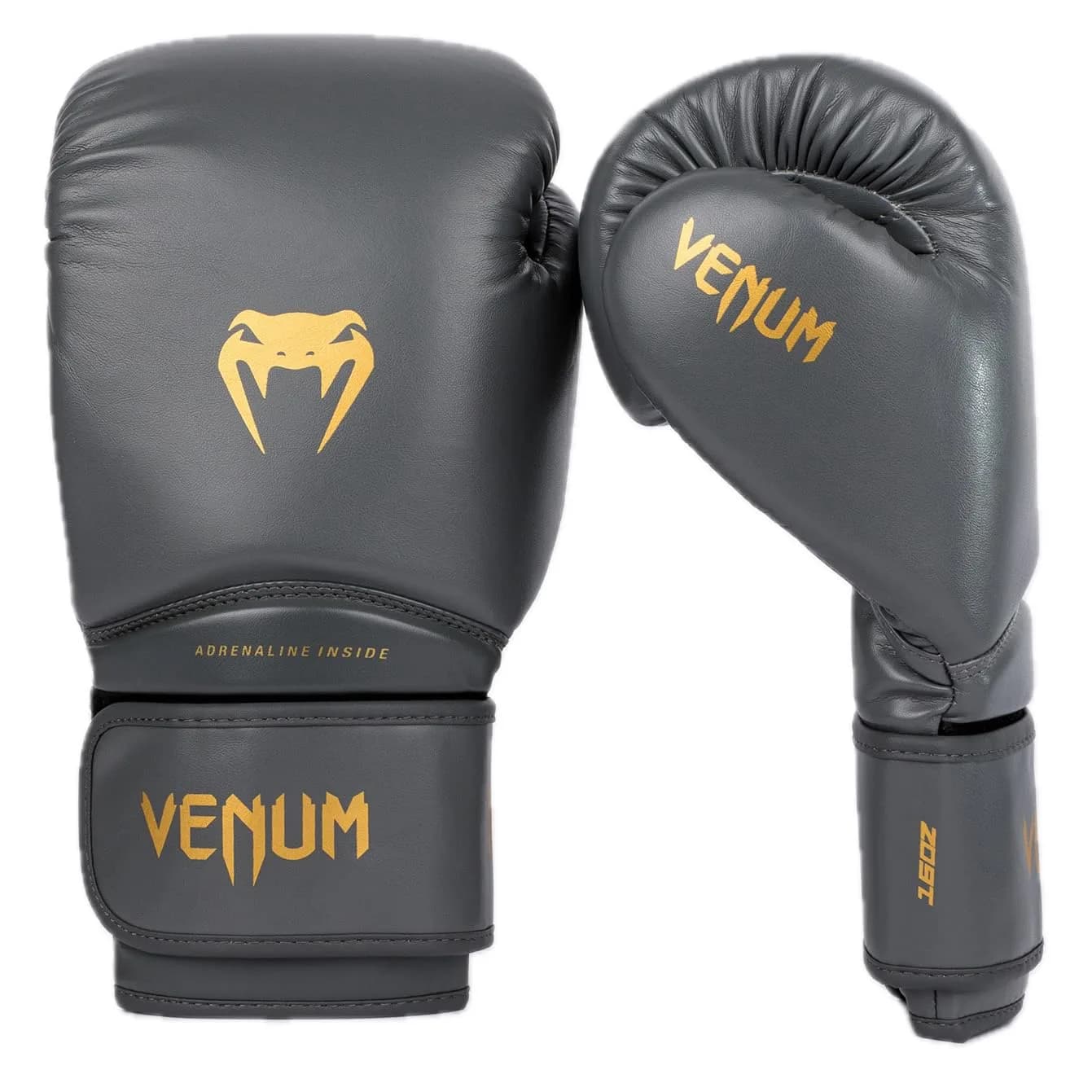 Venum Contender 1.5 Boxing Gloves - Grey/Gold - 14-Ounce | Durable Semi-Leather, Impact Absorbing Foam, Wrist Support