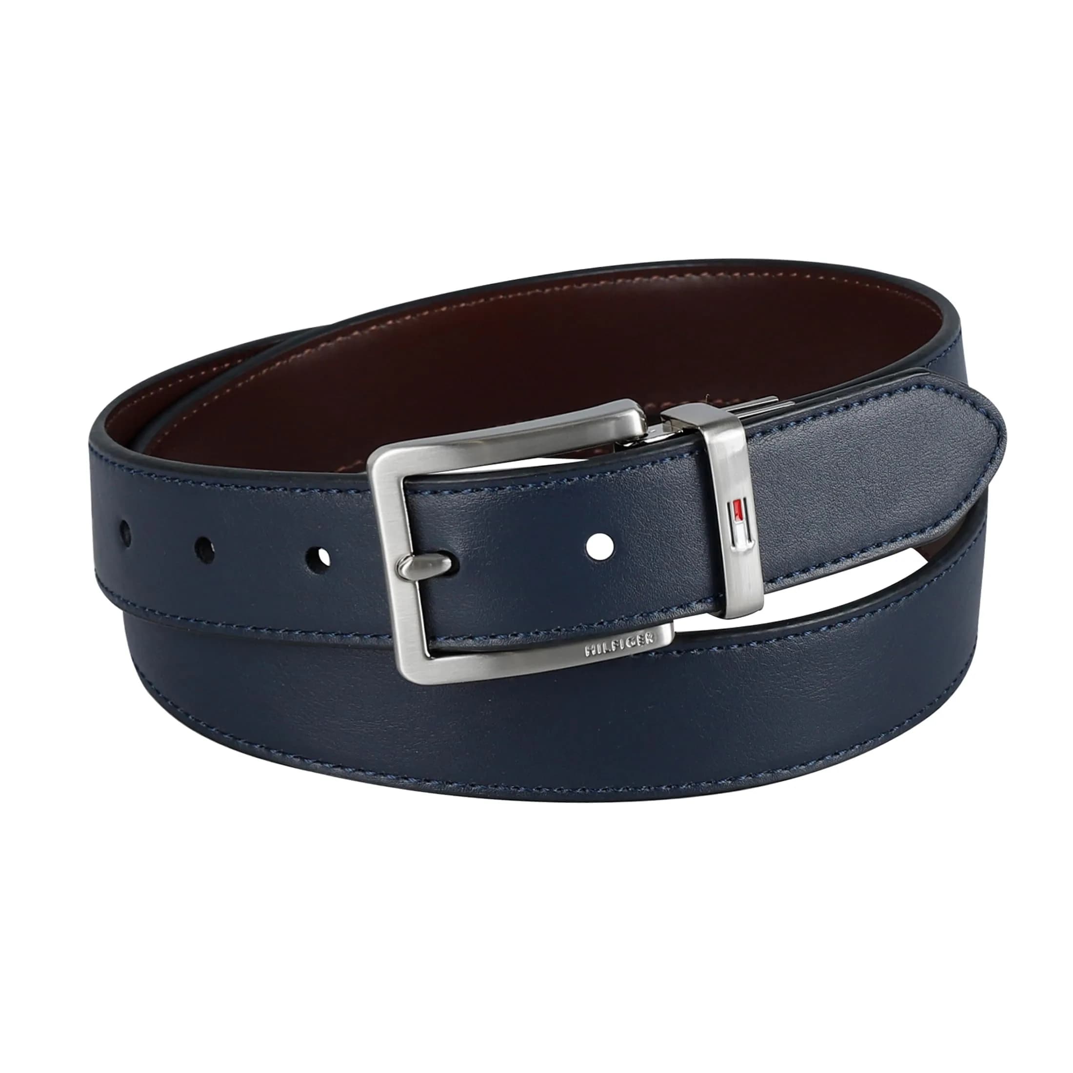 Tommy Hilfiger Men's 32MM Basic Dress Reversible Belt - Dark Brown/Black thumbnail 2