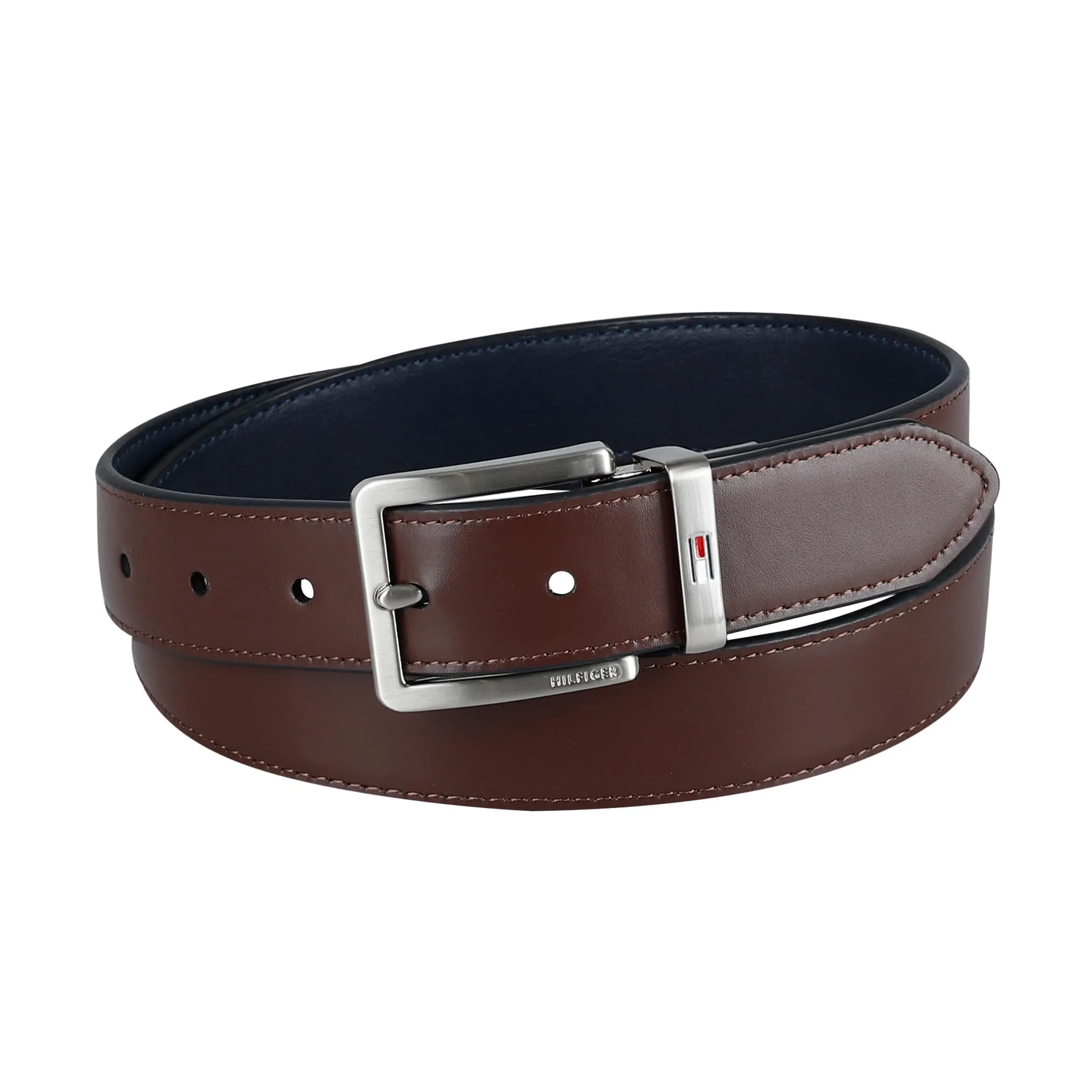 Tommy Hilfiger Men's 32MM Basic Dress Reversible Belt - Dark Brown/Black thumbnail 3