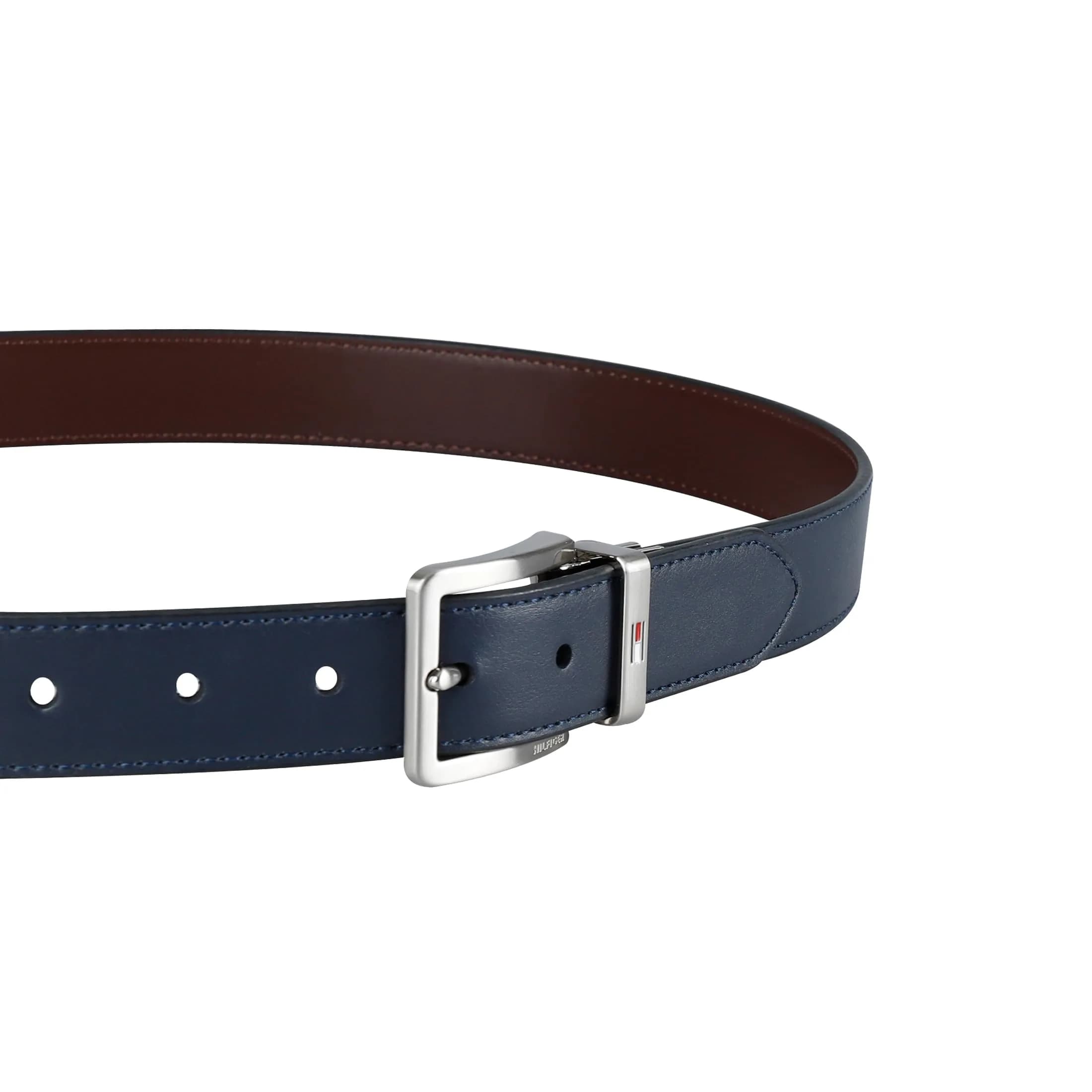 Tommy Hilfiger Men's 32MM Basic Dress Reversible Belt - Dark Brown/Black thumbnail 4