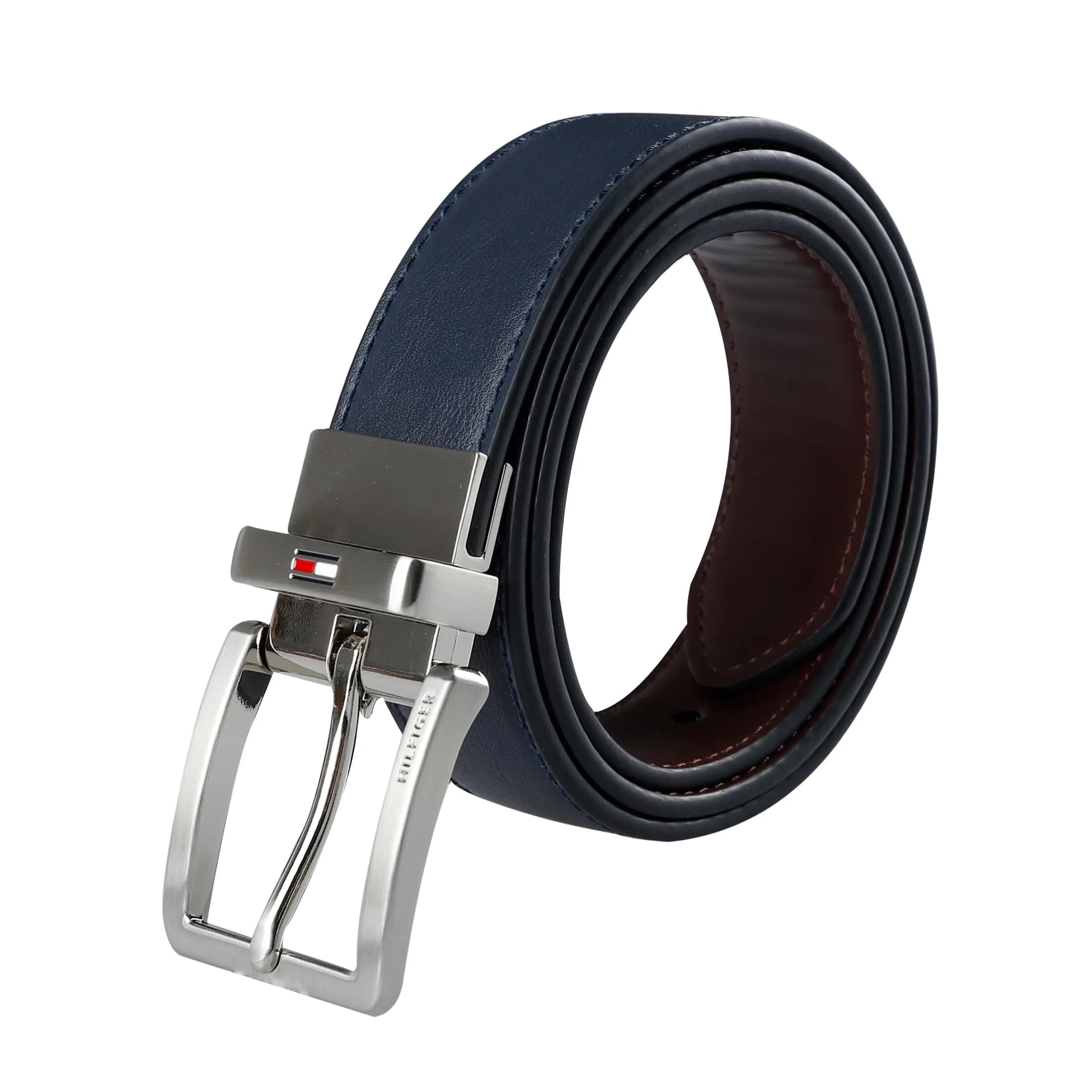 Tommy Hilfiger Men's 32MM Basic Dress Reversible Belt, Dark Brown/Black Leather & PU Blend - main product image