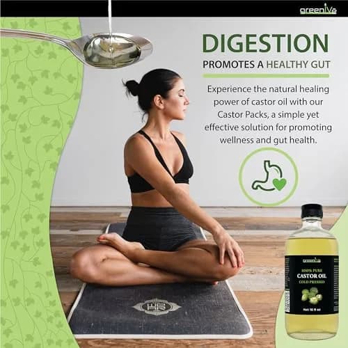 GreenIVe 100% Pure Cold Pressed Castor Oil 473ml (16 Fl Oz) | For Hair Growth & Skin Hydration thumbnail 6