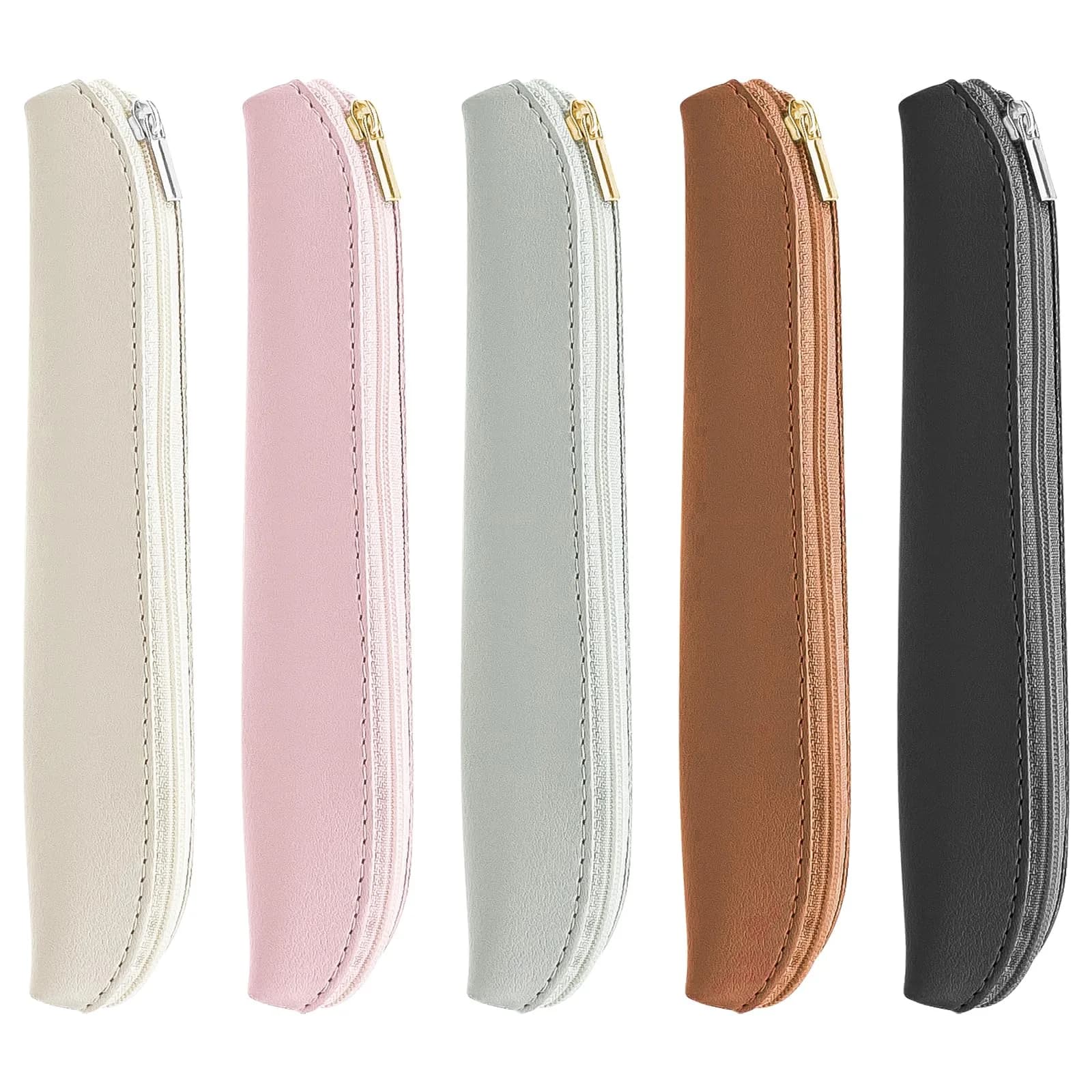 Aswewamt 5 Pcs Elastic Notebook Band Holders PU Leather Adjustable Pen Zipper Sleeve Pouch for Notebook Planners Binders Books | Multifunctional, Portable, PU Leather — Style_4