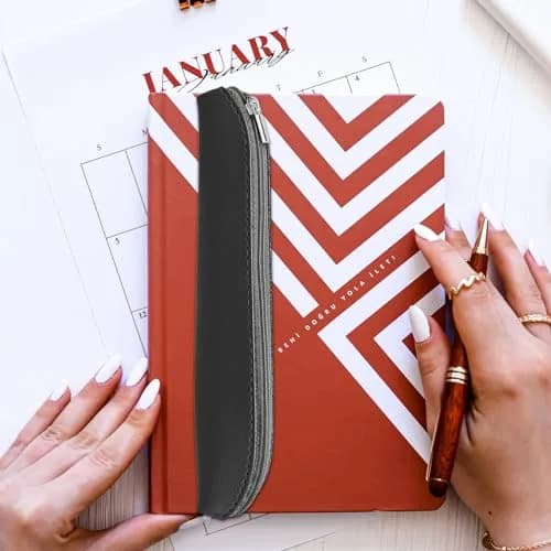 Aswewamt 5 Pcs Elastic Notebook Band Holders PU Leather Adjustable Pen Zipper Sleeve Pouch for Notebook Planners Binders Books | Multifunctional, Portable, PU Leather thumbnail 4