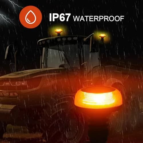 Agrieyes W57P Amber LED Beacon Light, Pole Mount Strobe Light 19W (12V) | High Visibility Emergency Vehicle Warning Light thumbnail 4