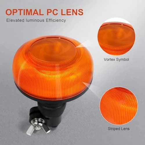 Agrieyes W57P Amber LED Beacon Light, Pole Mount Strobe Light 19W (12V) | High Visibility Emergency Vehicle Warning Light thumbnail 2