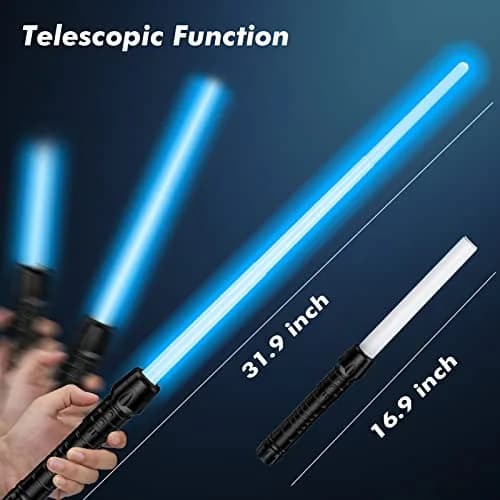 Kenpora Light Sabers for Kids | Extendable, Motion Sensitive FX Sound, Safe Plastic, 16.9-31.9 inches thumbnail 4